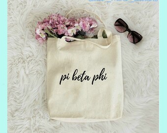 Pi Beta Phi Sorority Canvas Beach Bag / Tote Bag / Bid Day Bag