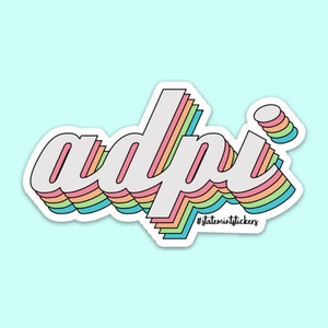 Alpha Delta Pi Retro Rainbow Sorority Sticker 4 Wide image 2