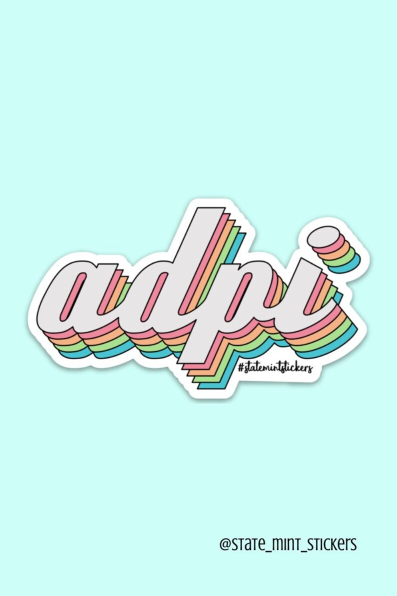 Alpha Delta Pi Retro Rainbow Sorority Sticker 4 Wide image 2