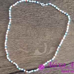 Mother of pearl necklace Hand beaded white mother of pearl necklace Delicate necklace 1.2 inches beads Beautiful white delicate necklace