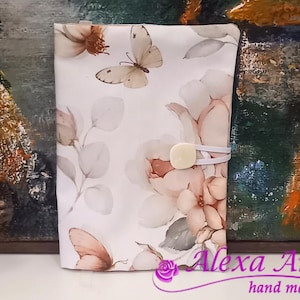 Book cover , Textile cover for a book , Rustic style book cover Cozy binding for a book  Beautiful cotton book cover Roses book cover
