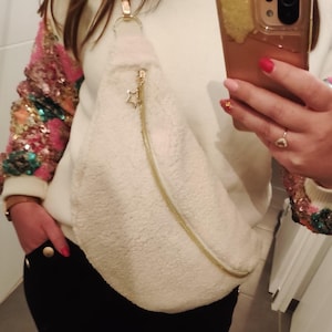 Sac banane XL/sac banane moumoute/sac/banane/sac banane velours/sac bandouliere/sac femme/sac chic/sac banane personnalisé/Sac banane femme