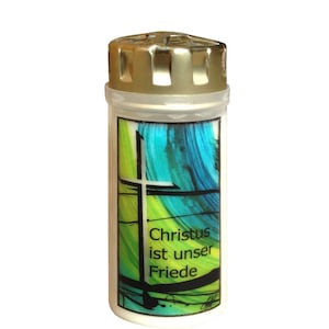 Grave candle, memorial candle, funeral candle &quot;Christ is our peace&quot;
