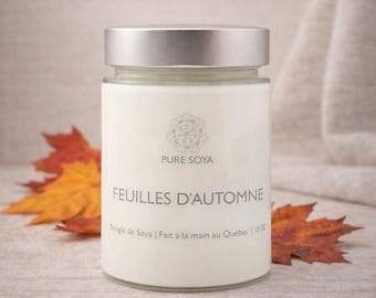 Autumn Leaves Scented Candle – Apple, Peach & Spices – Soy Wax – Cotton Wick – Handmade in Quebec