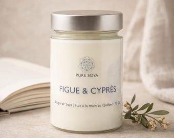 Fig & Cypress Scented Candle – Natural Soy Wax – Cotton Wick – Handmade Candle – Home Gift – Fruity Woody Ambiance