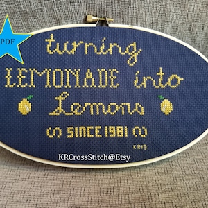 Trasformare la limonata in limoni dal 1981, citazione di Nick Miller, schema punto croce New Girl