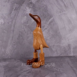 Natural Wooden Duck Sculpture, Duck Statue With Boots, Bamboo Duck Figurine, Room Decor,  Gift For Him, Gift For Her, Wood Carving, Ornament