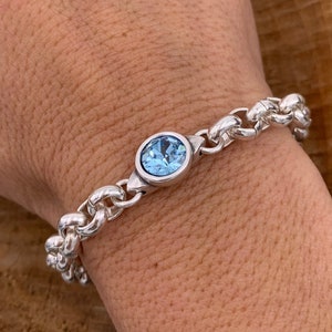 chunky chain Swarovsky Crystal bracelet, Silver chain bracelet, bold chain bracelet, statement bracelet,  style, women gift,