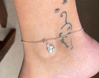 bohemian silver delicate balls chain ankle bracelet, dainty 925 sterling silver anklet, delicate silver anklet, sparkly anklet, gift for her
