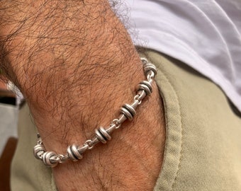 Chunky chain bracelet for men, silver bracelet, male bracelet, bulky bracelet, statement bracelet, manly bracelet, metal bracelet for men