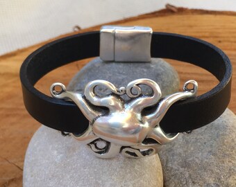 Kraken bracelet, octopus silver bracelet, silver beads bracelet, surf bracelet, marine gift, sea gift