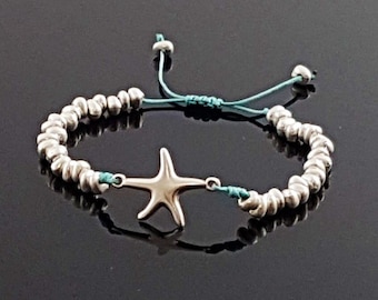 minimalist bracelet Boho bracelet starfish bracelet macrame bracelet spanish zamak bracelet silver bracelet