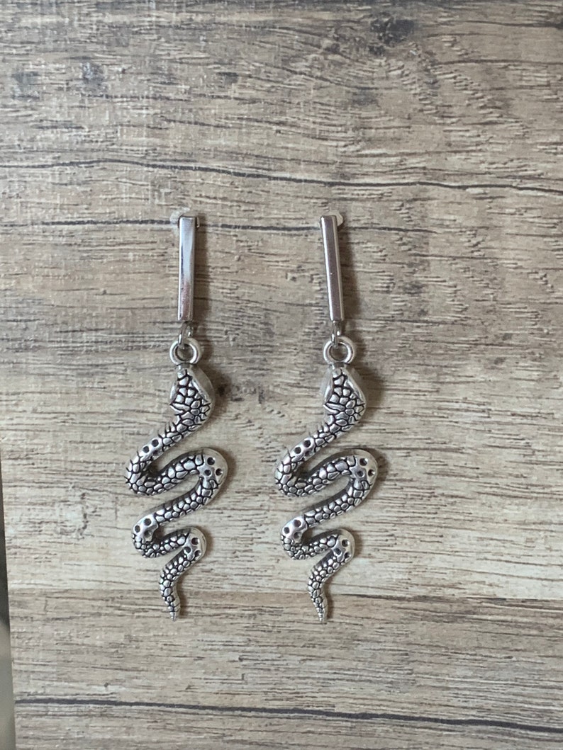 Serpent earrings silver plated serpent earrings animal earrings silver plated earrings silver snake earrings silver Snake earrings