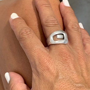 Anillo grueso, anillo boho de plata, anillo de plata boho grabado, anillo de plata de banda abierta, anillo de declaración, estilo Uno de 50 image 10