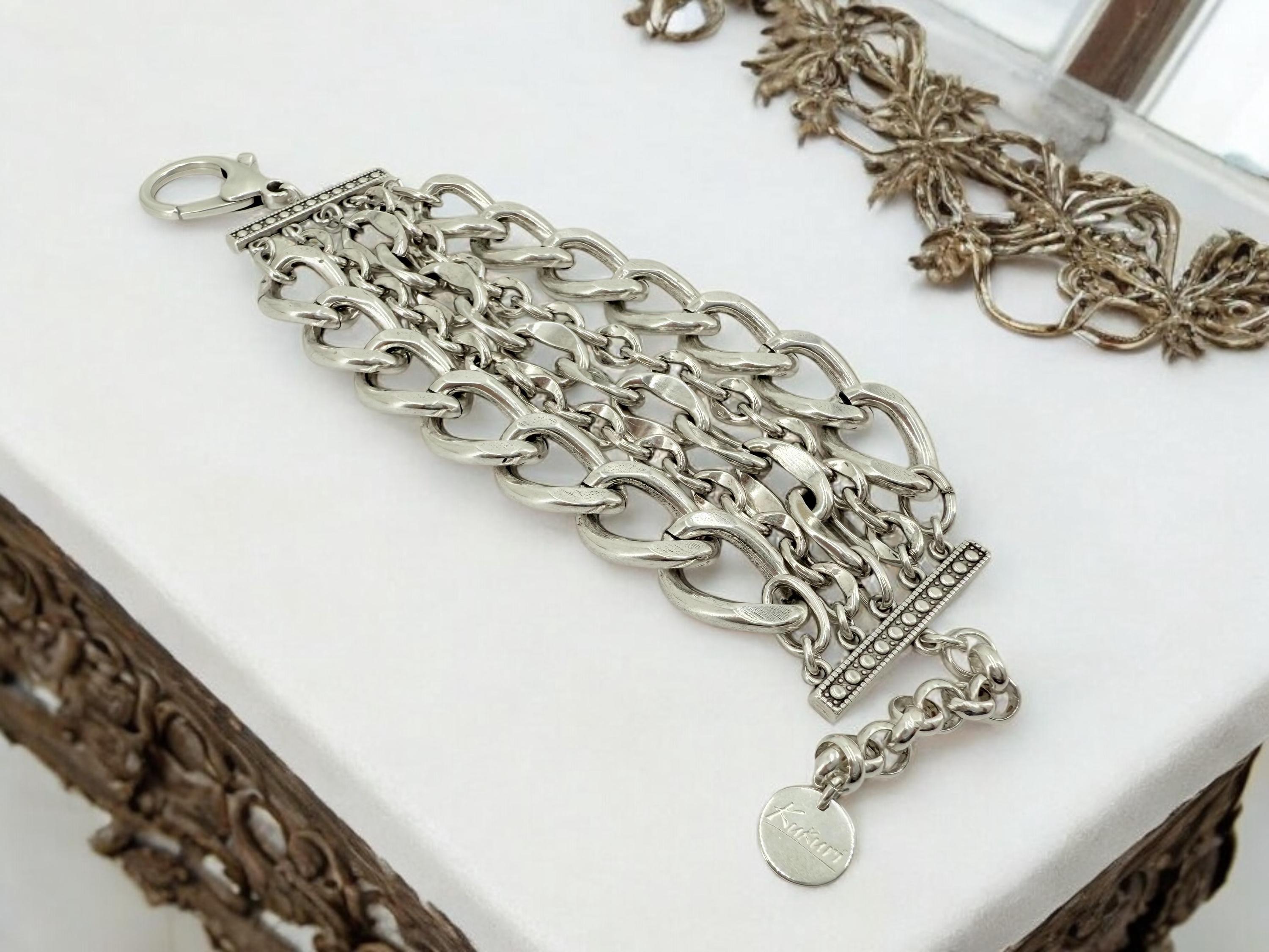 Multi Standard Chunky Silver Chain Bracelet, Vintage Big Link