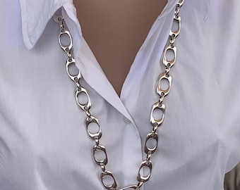 chunky silver long necklace, silver chain necklace, bold chain necklace, statement chain necklace, chunky jewelry, long necklace,