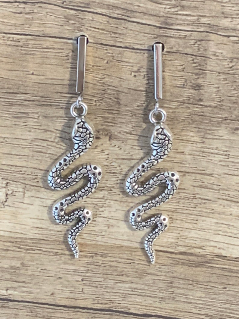 Serpent earrings silver plated serpent earrings animal earrings silver plated earrings silver snake earrings silver Snake earrings