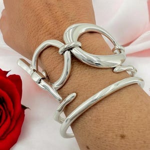 chunky link chain toggle bracelet, oversize silver cuff bracelet, thick link bracelet, big size bracelet, bold big chain link bracelet,