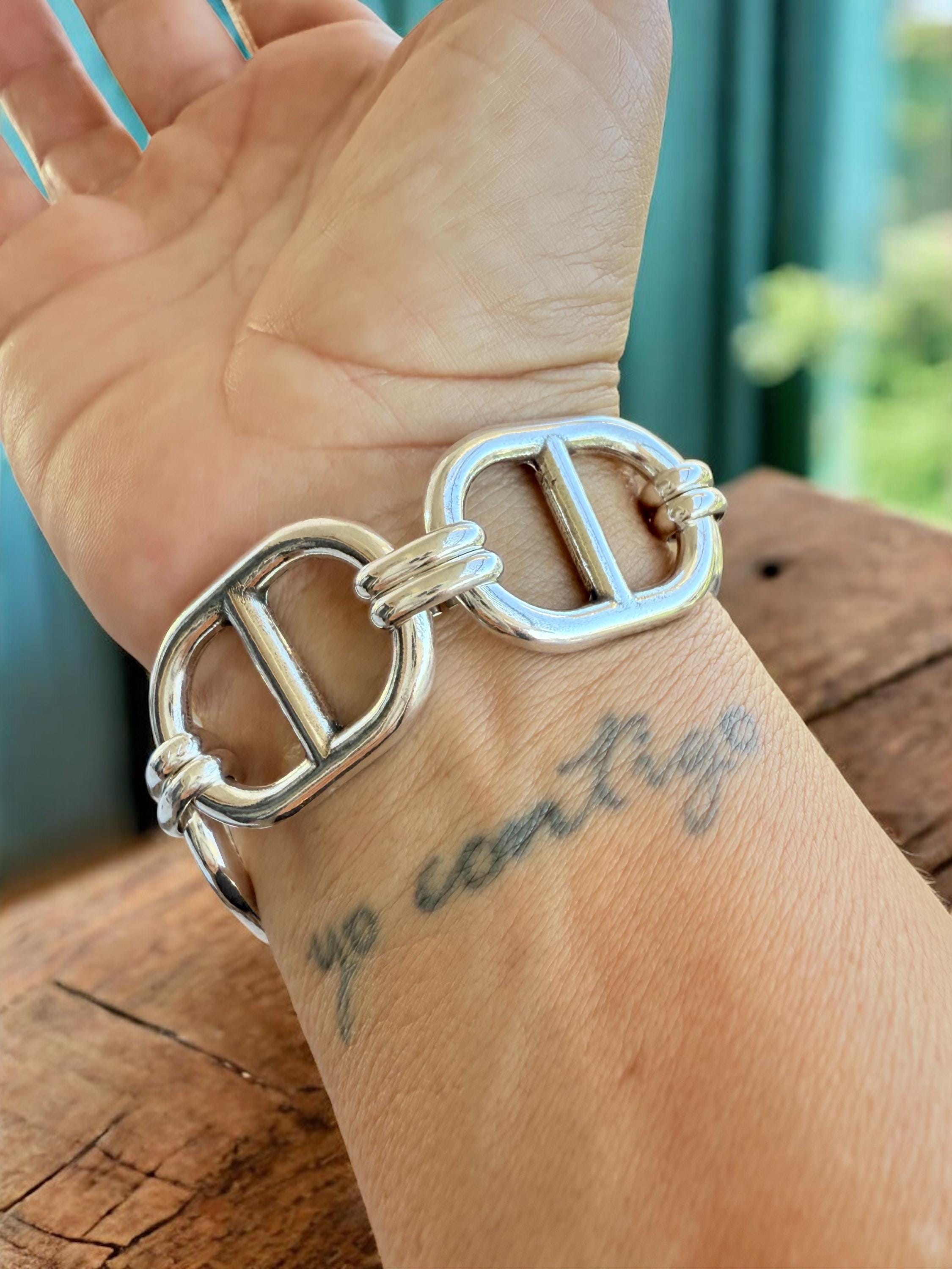 Artisian Chunky Silver Plated Mariner Links Chain Bracelet, Toggle