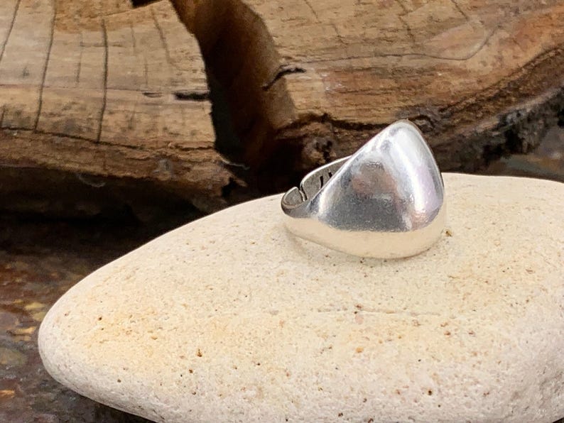 Chunky silver dome bold ring, rock style industrial jewelry image 2