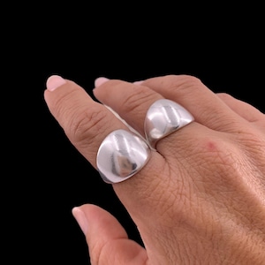 Chunky silver dome bold ring, rock style industrial jewelry image 7