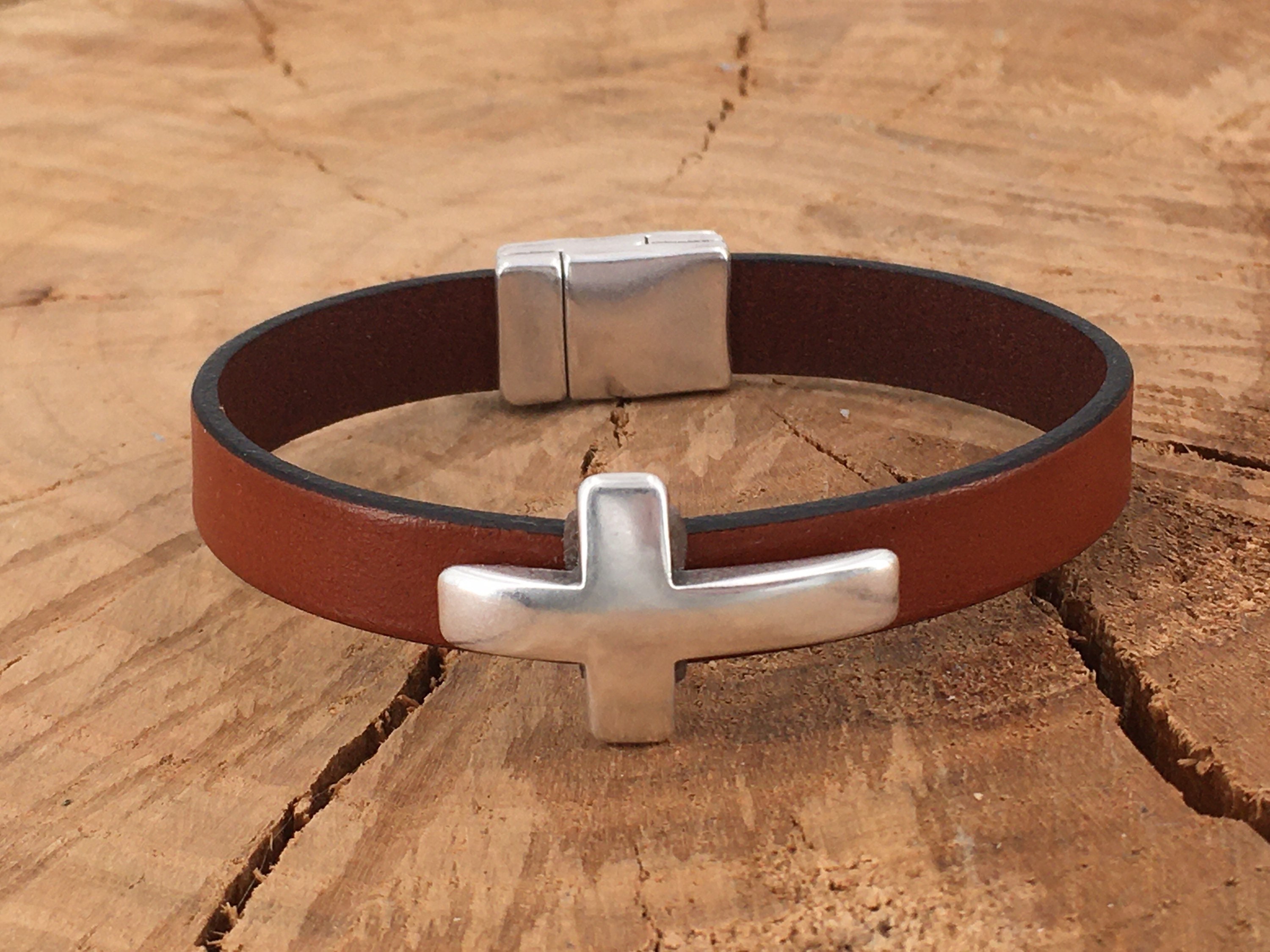 Silver cross bracelet mens Clearance