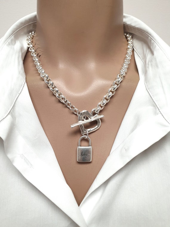 Silver Chain Necklace Chunky 