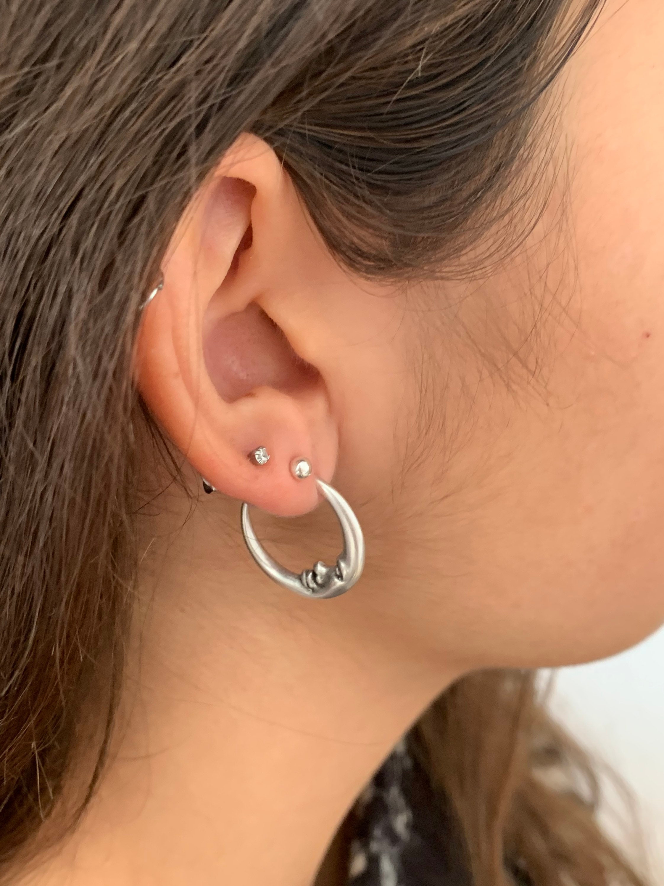 Crescent Moon Hoop Earrings – Gold Plated – Boho Everyday Jewelry