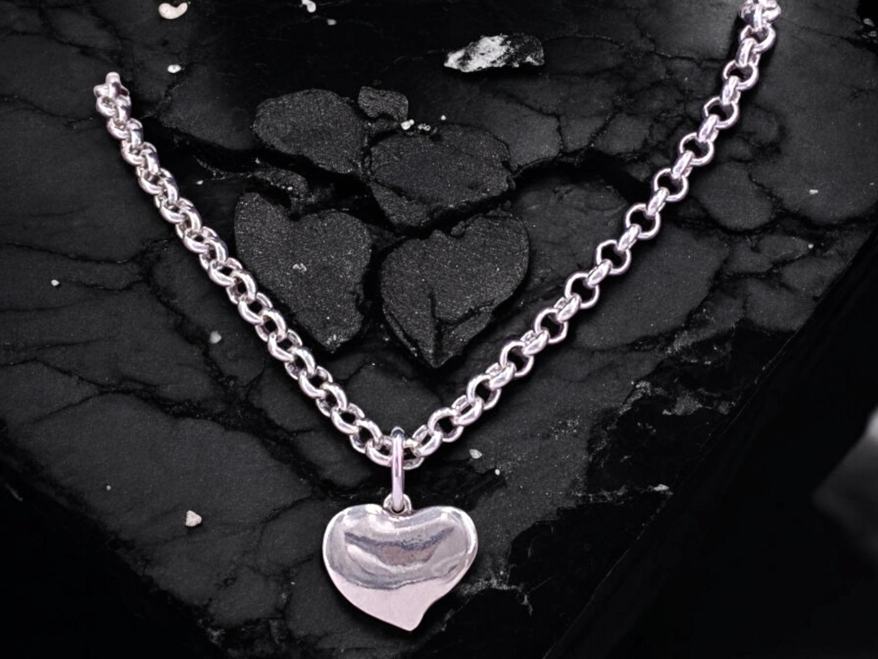 Collane con condolo a forma d cuore n argento sterlng con maloccho Collane con condolo a forma d cuore n argento sterlng con maloccho