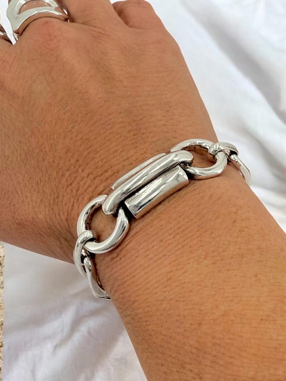 Bracelet Argent Maillons Pour Femme - Bijou Fashion - Neuf Avec Étiqettes - Style Élégant & Moderne