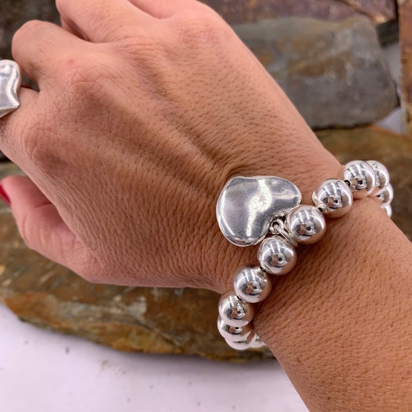 Bracelet chaîne grosse boule en argent, bracelet chaîne boule légère, bracelet chaîne boules en argent, style, chaîne grosse boule en argent