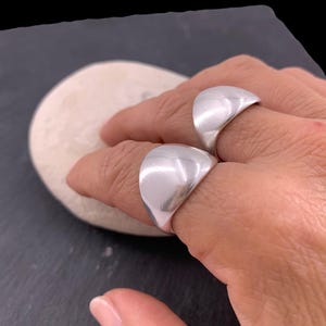 Chunky silver dome bold ring, rock style industrial jewelry image 9