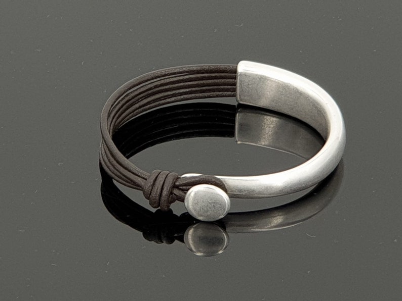 Half Cuff Bracelet Leather Bracelet for Woman and Men Silver Etsy