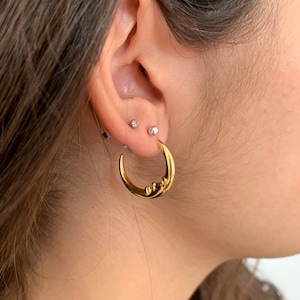 Moon Hoop Earrings, Crescent Moon erring, designed Hoops erring, original hoops earrings, everyday jewelry, gold hoops earring, silver hoops