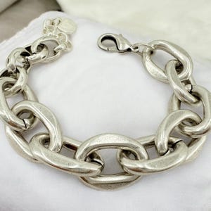 Armband med tjockt silverkedje, silverfärgat armband, silverkedjearmband, armband med tjock länk, iögonfallande armband med stort länk