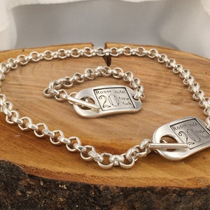 Collier épais en argent pour carte d&#39;identité, collier à bascule tendance, collier lourd chaîne audacieuse, cadeau pour elle,