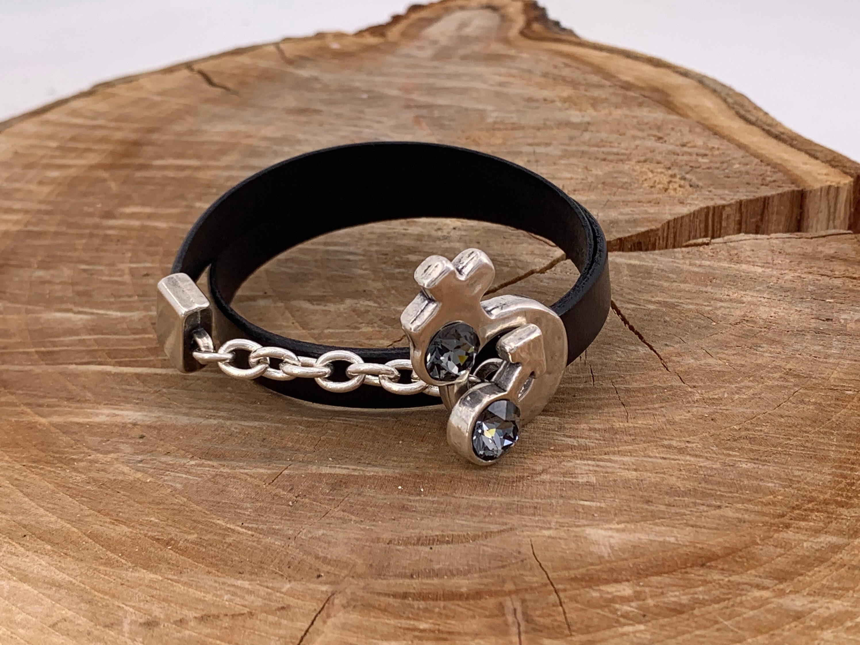 Leather wrap bracelet with Swarovski crystal statement bracelet leather bracelet Swarovski bracelet chunky bracelet Style Etsy
