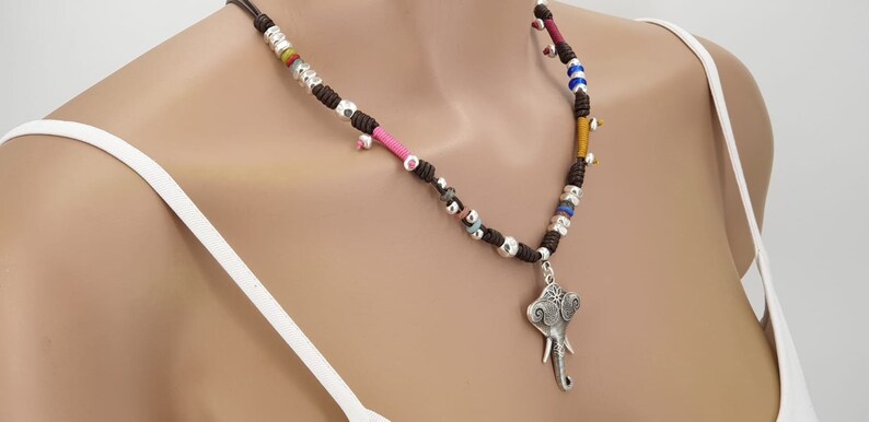 charms necklace Tribal necklace boho necklace Leather necklace for Women Uno de 50 Style elephant necklace