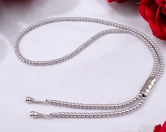 Silver beaded very long lariat necklace, chunky silver necklace, statement long necklace, bold beads necklace, uno de 50 style, women gift