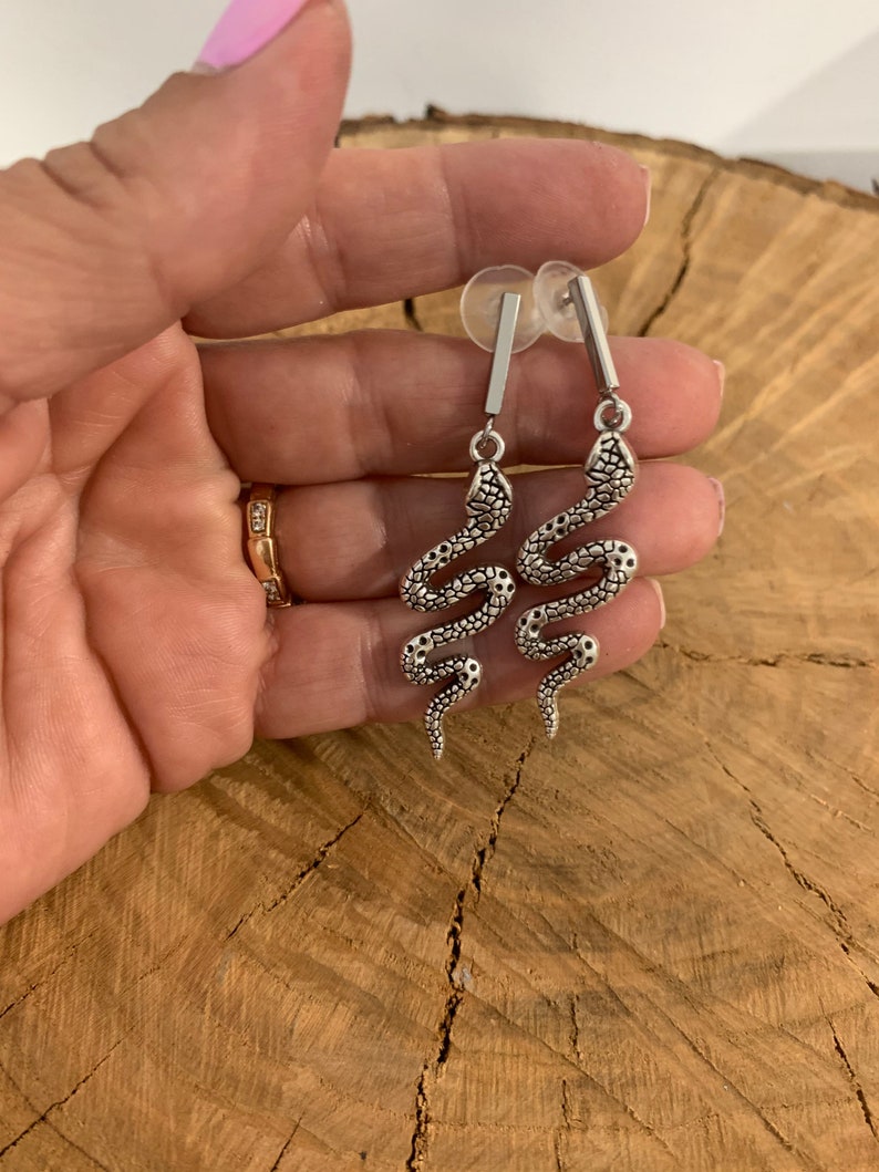Serpent earrings silver plated serpent earrings animal earrings silver plated earrings silver snake earrings silver Snake earrings