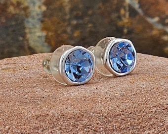 Swarovsky crystal earrings, sparkling silver studs, customized jewelry