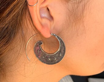 Bohemian antique silver finished earrings tribal style