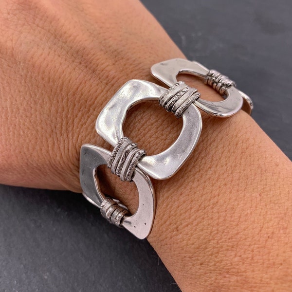 Chunky chain silver bracelet, bold chain bracelet, silver chain bracelet, statement bracelet,  style bracelet, curb chain bracelet