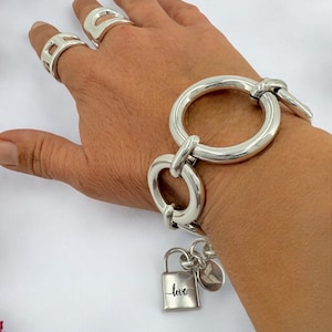 chunky link chain bracelet, oversize silver, thick link bracelet, big size bracelet, bold big chain link bracelet, wide bracelet