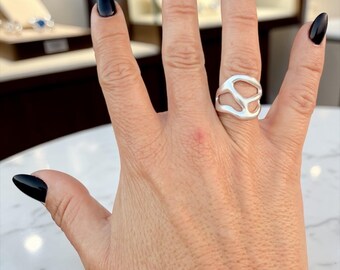 Bague Bohème Argentée Oversize - Forme Feuille, Taille 16, Zamak Argenté, Marque Yo Contigo