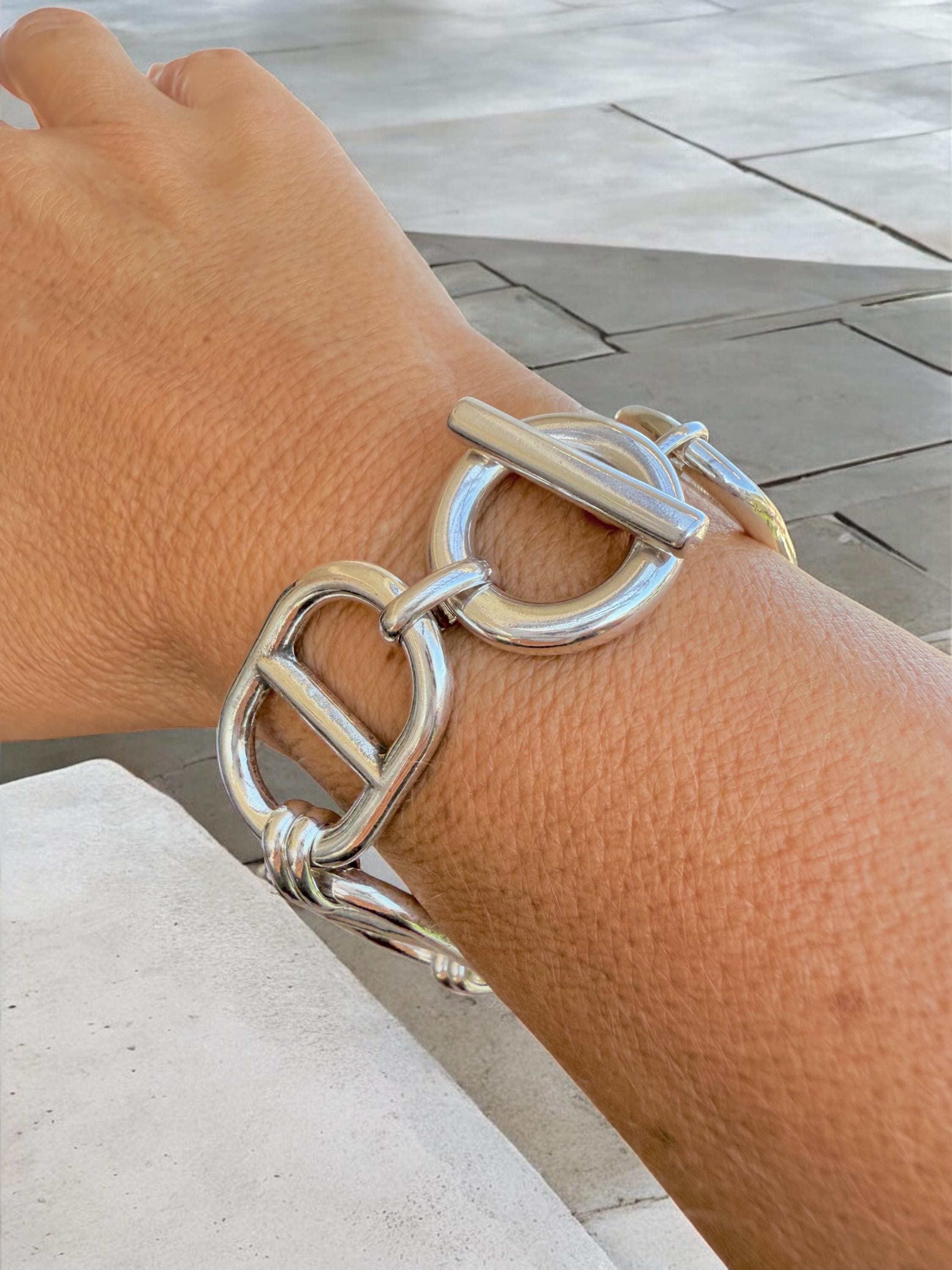 Artisian Chunky Silver Plated Mariner Links Chain Bracelet, Toggle
