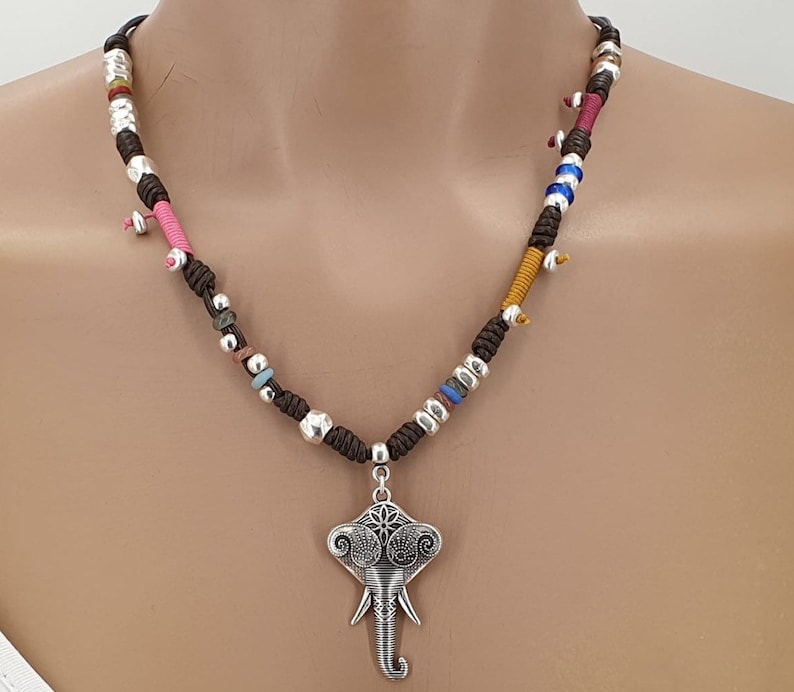 charms necklace Tribal necklace boho necklace Leather necklace for Women Uno de 50 Style elephant necklace