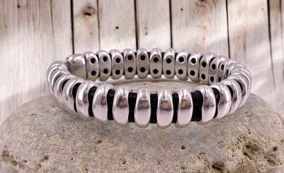 Bracelet Jonc Large En Acier Inoxydable Argenté - Homme/femme - Neuf Sans Emballage