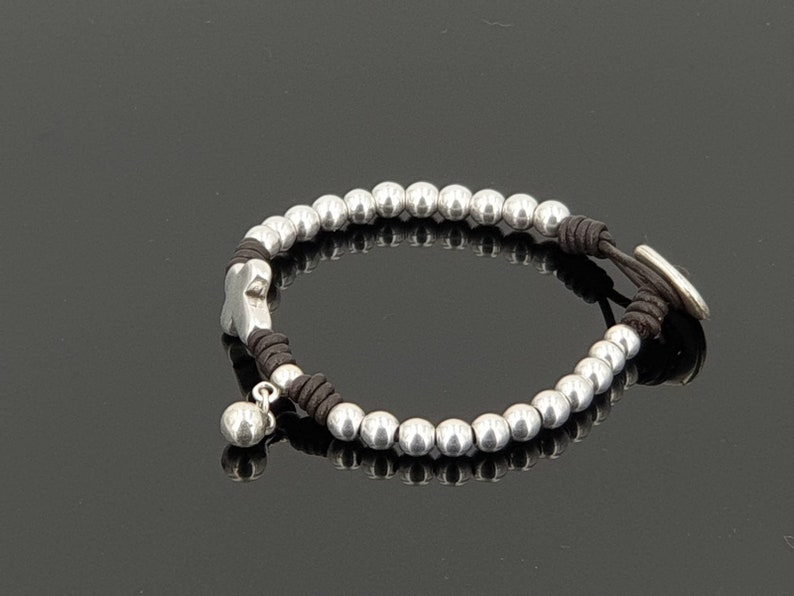 silver beads bracelet Woman leather Bracelet Uno de 50 Style cross bracelet woman boho tribal bracelet