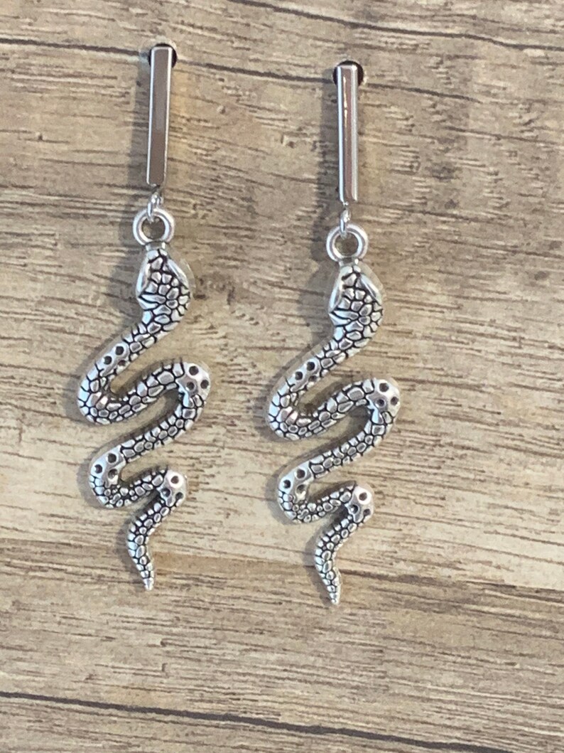 Serpent earrings silver plated serpent earrings animal earrings silver plated earrings silver snake earrings silver Snake earrings